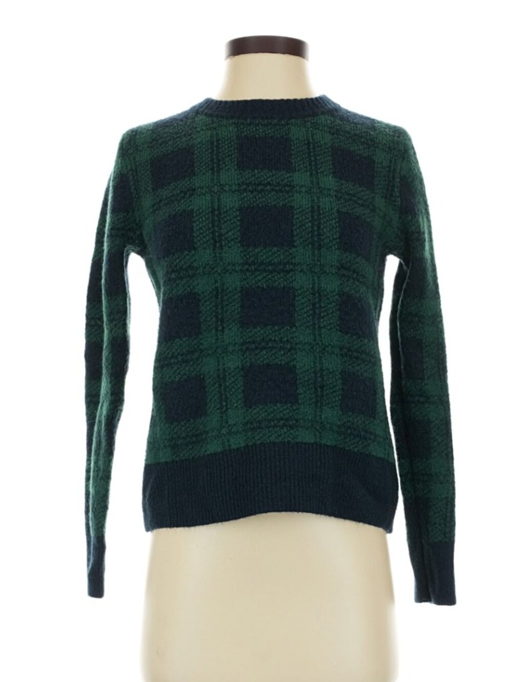 NWT Old Navy SoSoft Sweater Green and Navy Blue Black Watch Tartan Plaid S